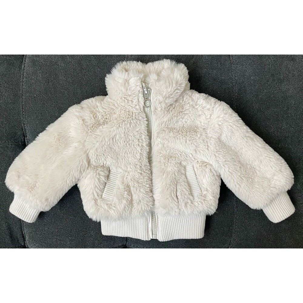 Urban Republic 12M Off White Faux Fur Bomber Jacket Full Zip